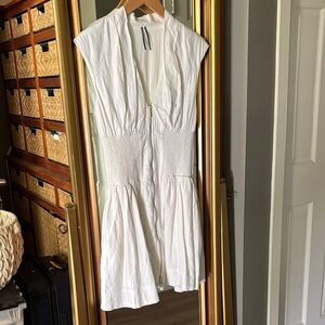 White Sleeveless Zip-Up Dress